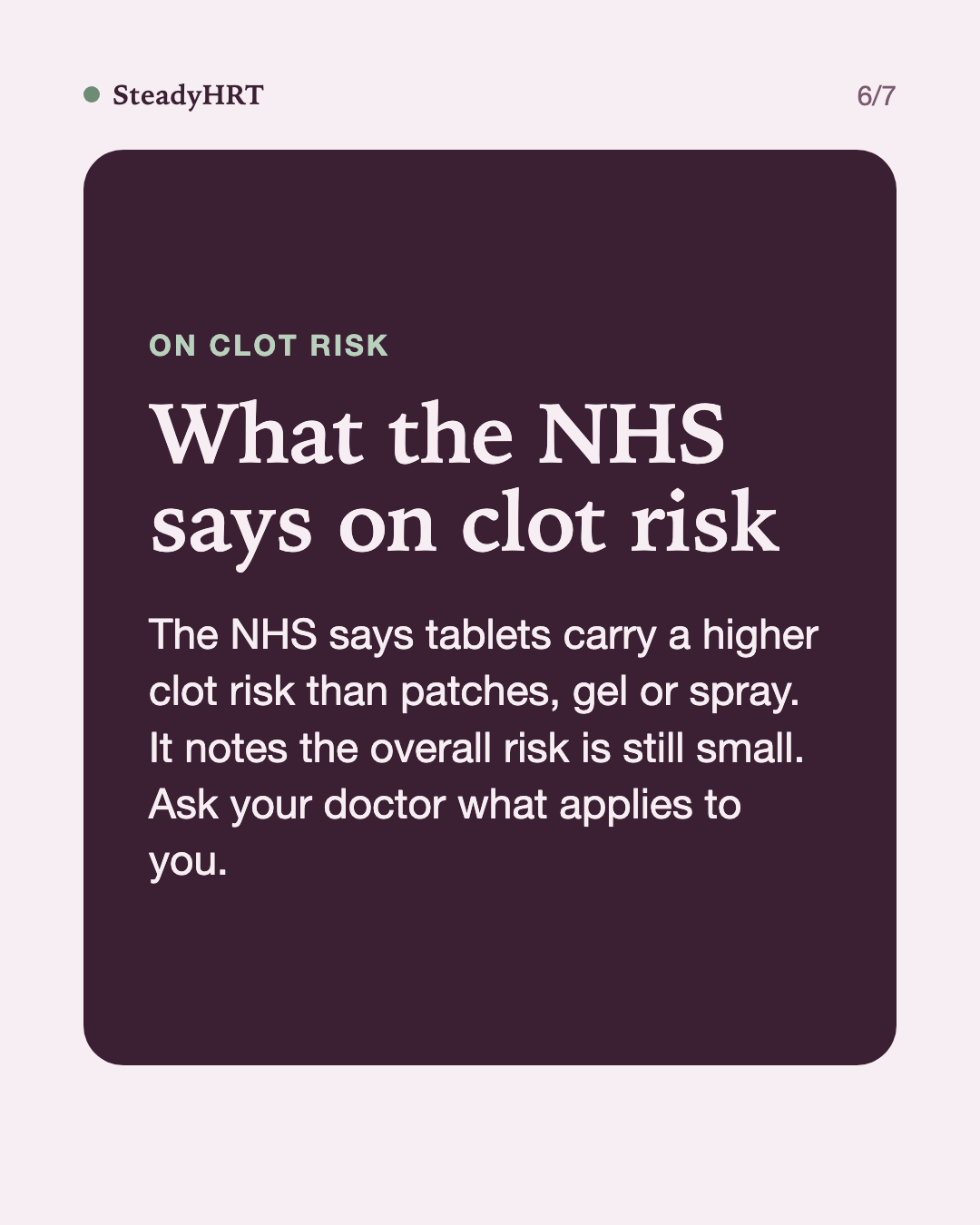 What the NHS says on clot risk