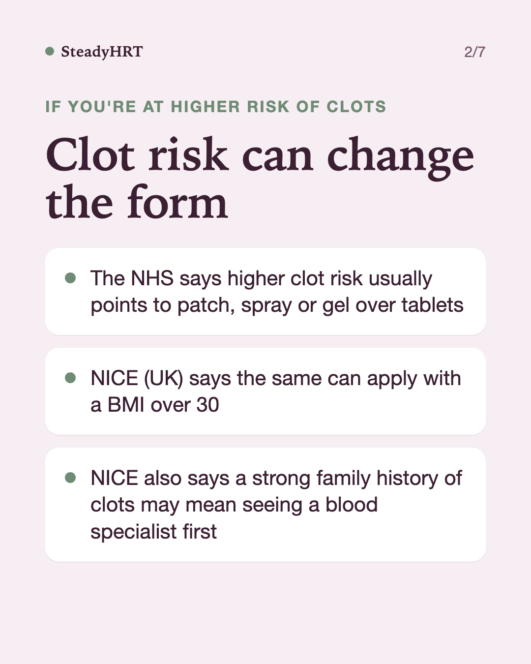 Clot risk can change the form