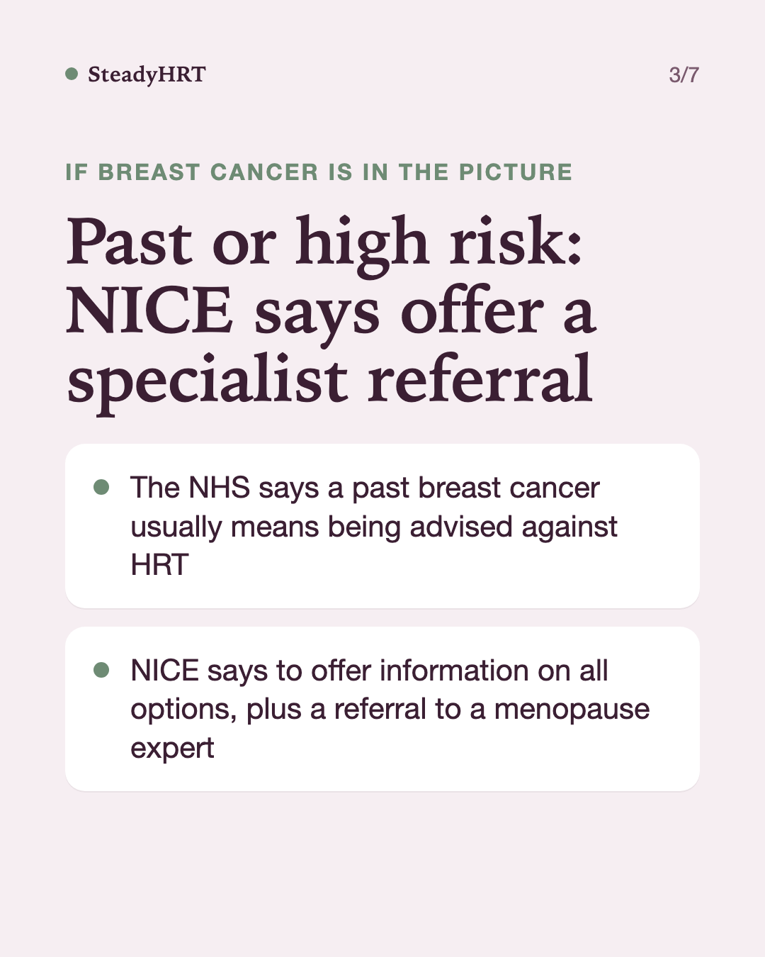 Past or high risk: NICE says offer a specialist referral