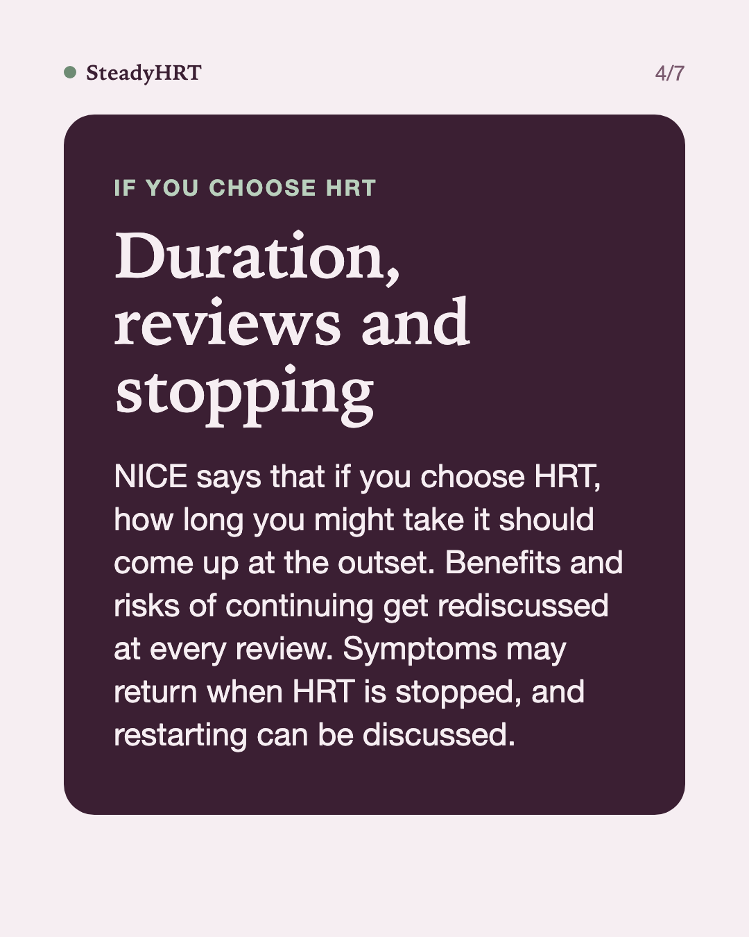 Duration, reviews and stopping