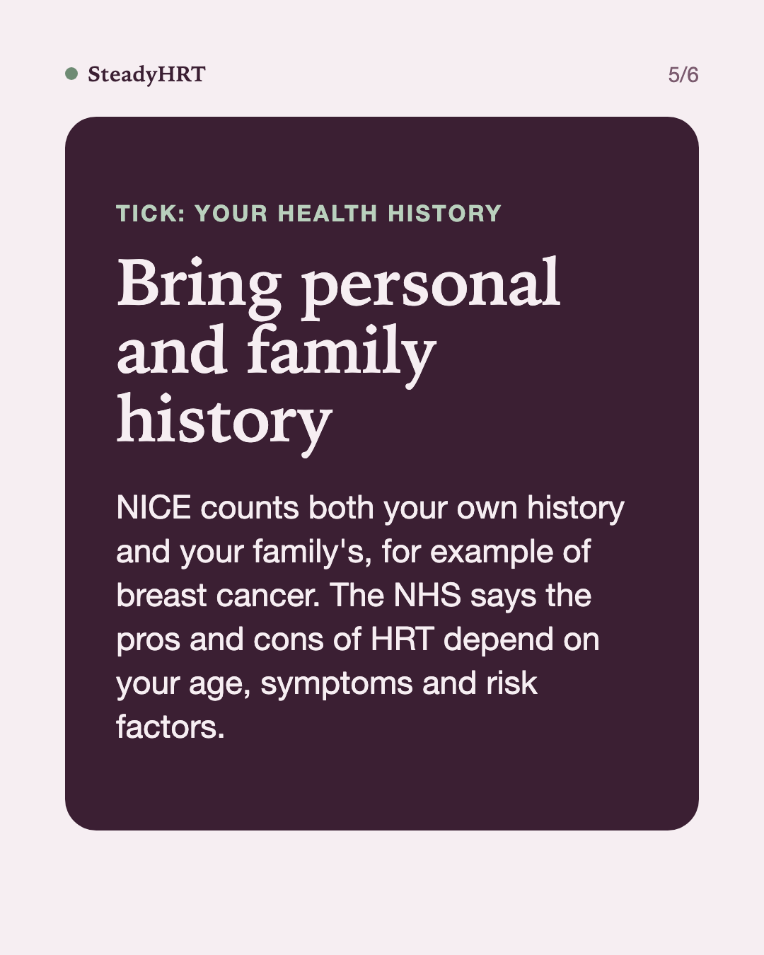 Bring personal and family history