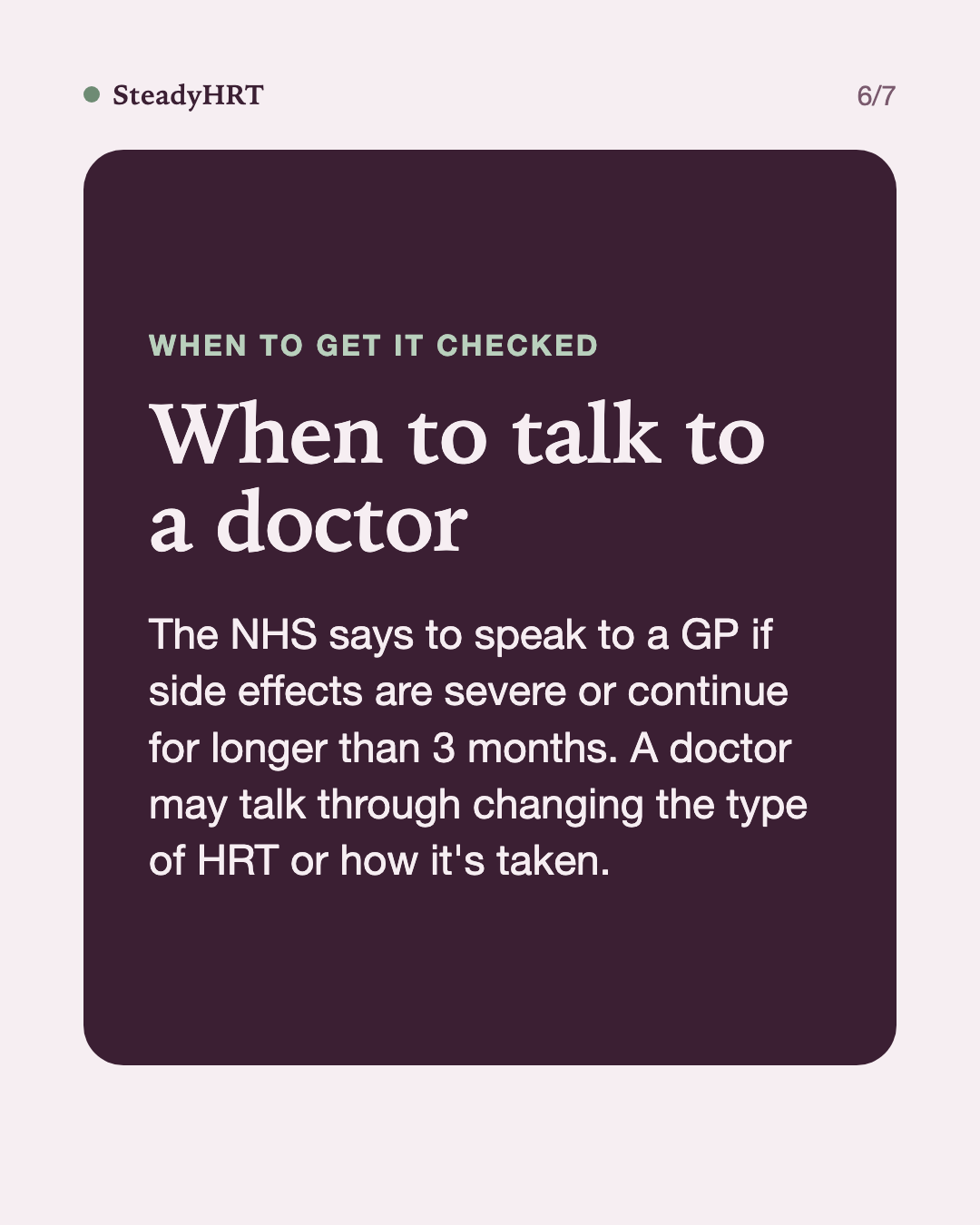 When to talk to a doctor