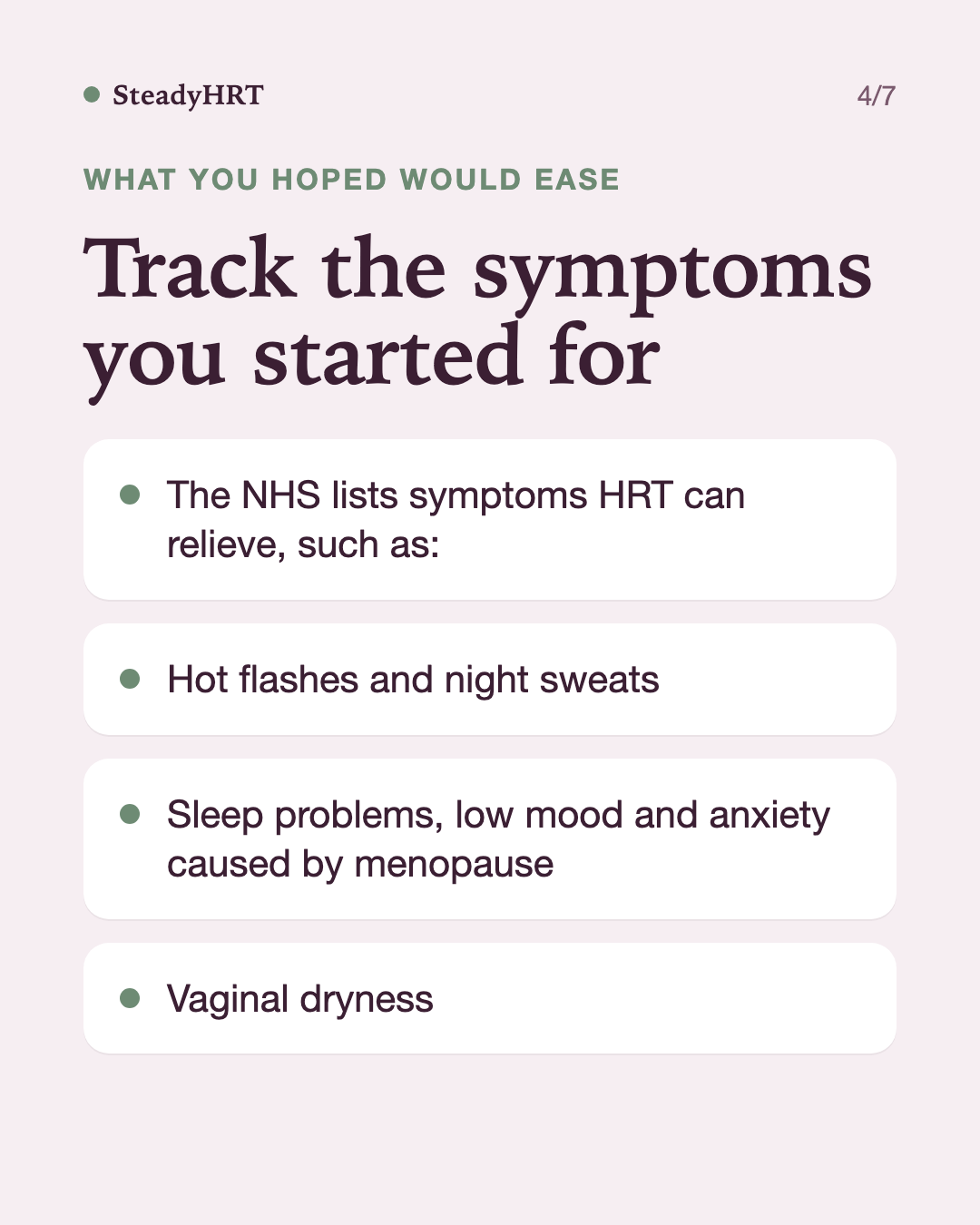 Track the symptoms you started for