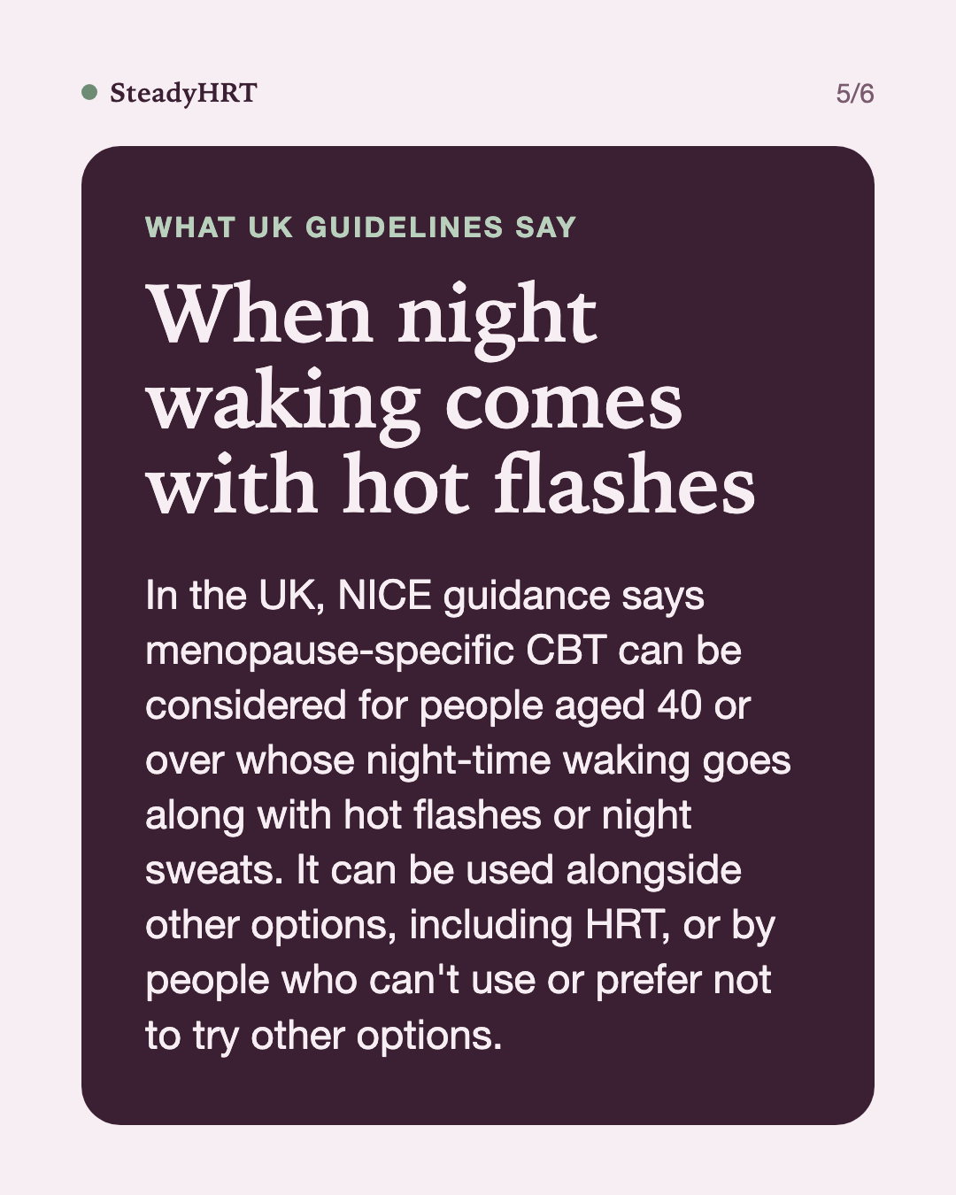 When night waking comes with hot flashes