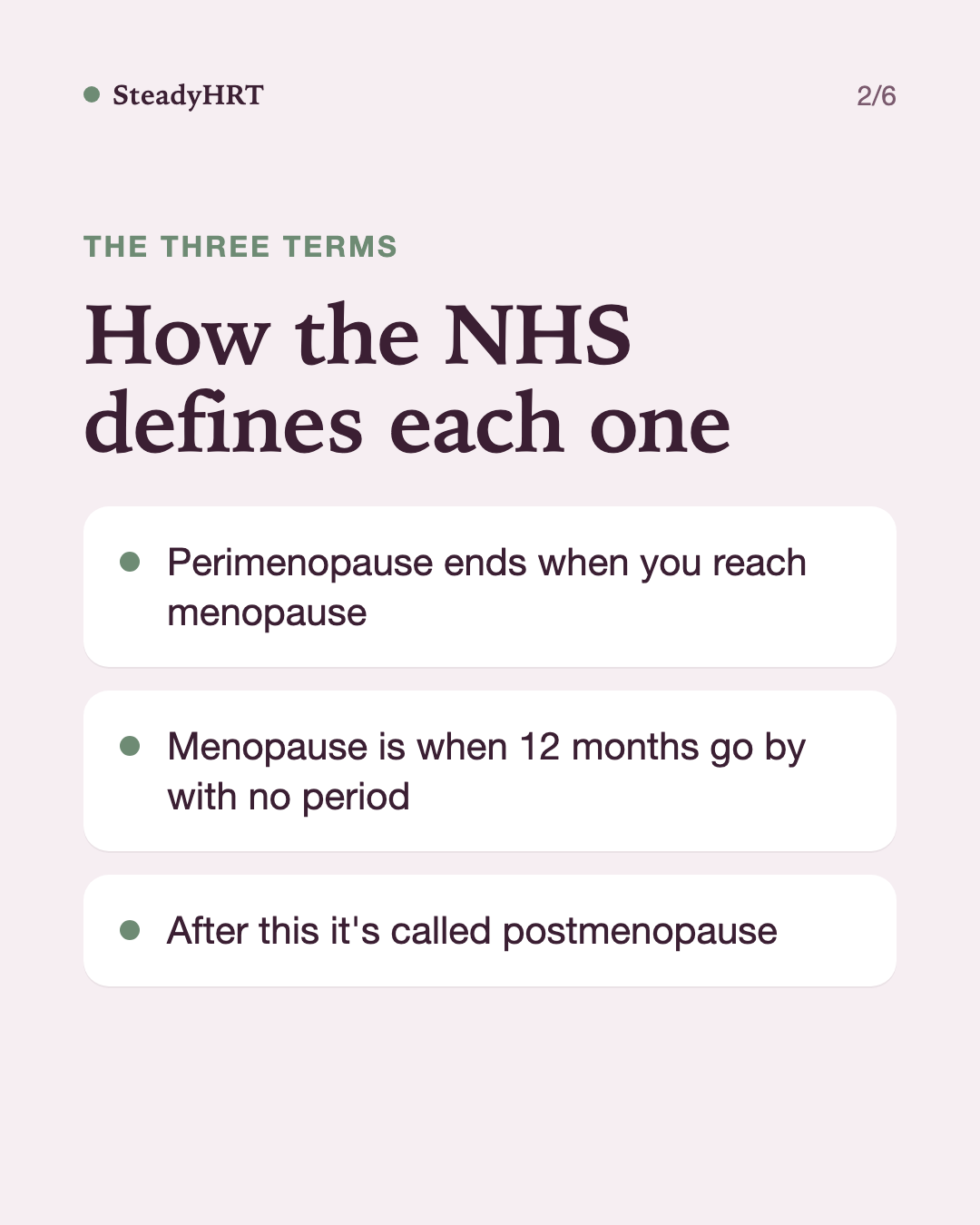 How the NHS defines each one