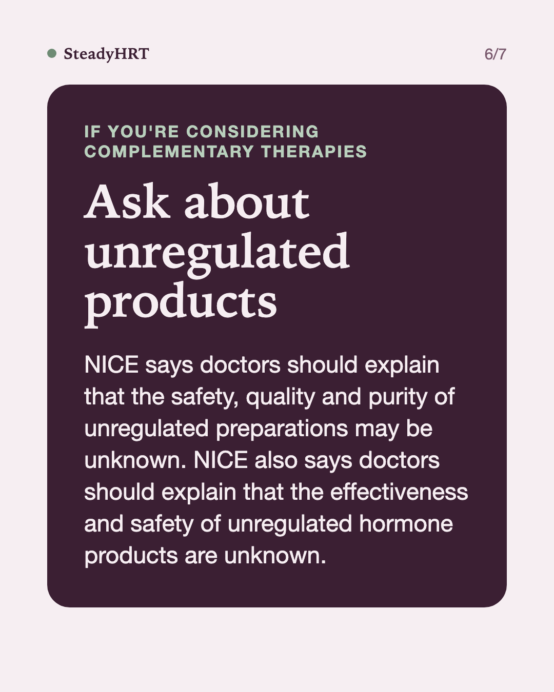 Ask about unregulated products